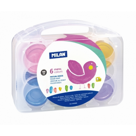 Set 6 acuarele Metal Finger, 100 ml/tub, pigmenti puternici, Milan - imagine 3